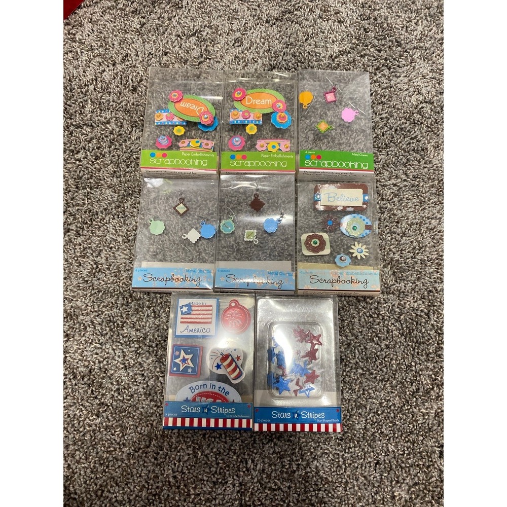 Scrapbooking Embellishments, Fourth of July, Dream, Believe, charms